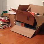 Waiting for the new bookshelves.